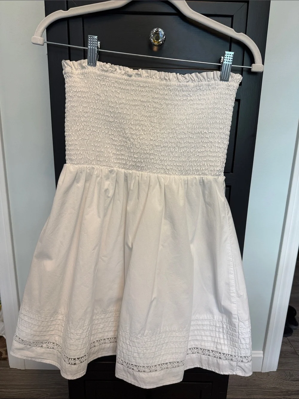 J. Crew White Strapless Smocked Sundress